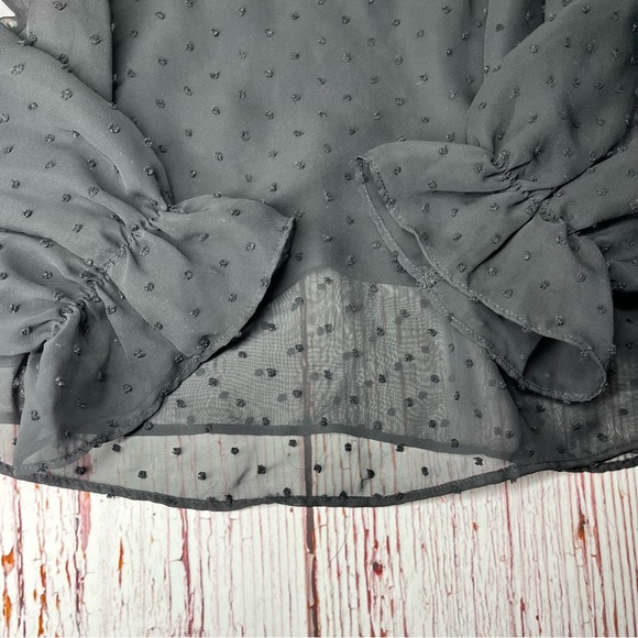 Black Polka Dot Sheer Blouse - Picture 2 of 9